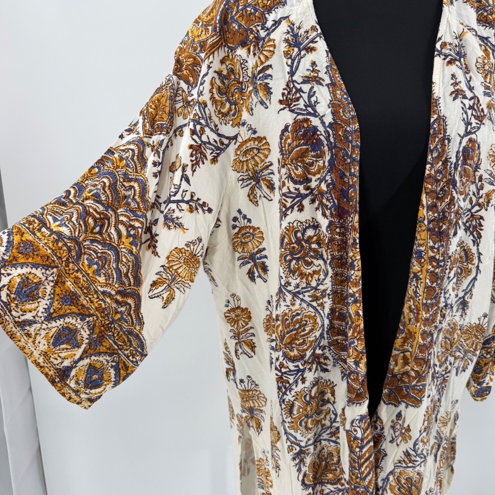 Billabong Boho Paisley Kimono Cardigan Womens Small Open Front Festival Duster - Picture 3 of 9